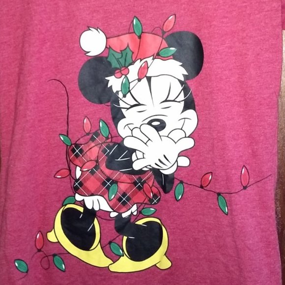 MINNIE MOUSE CHRISTMAS T-SHIRT // Disney Tee Shirt Xmas Cute // Small - Picture 2 of 2